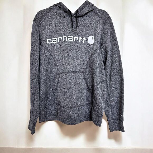 Carhartt Womens Pullover Hoodie XL Sweatshirt Gray Heather Logo Force Extremes - Picture 1 of 11